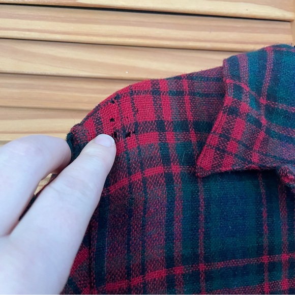 Lands' End Red and Green Plaid Wool Shirt Dress - Picture 4 of 9